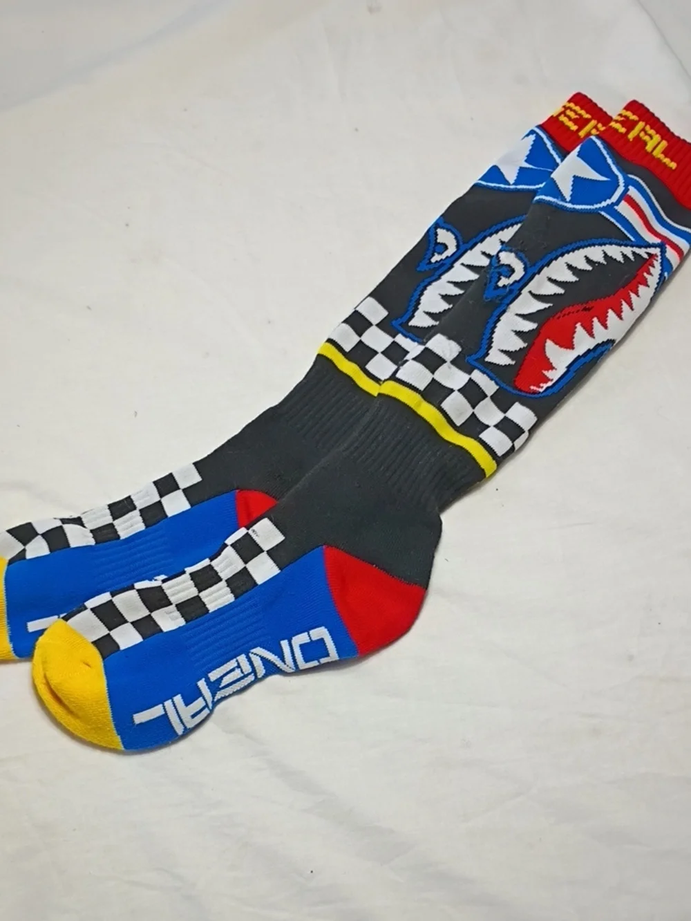 EUC O'Neill Pro MX Wingman Sox Crew Socks Size One Size Sharks
